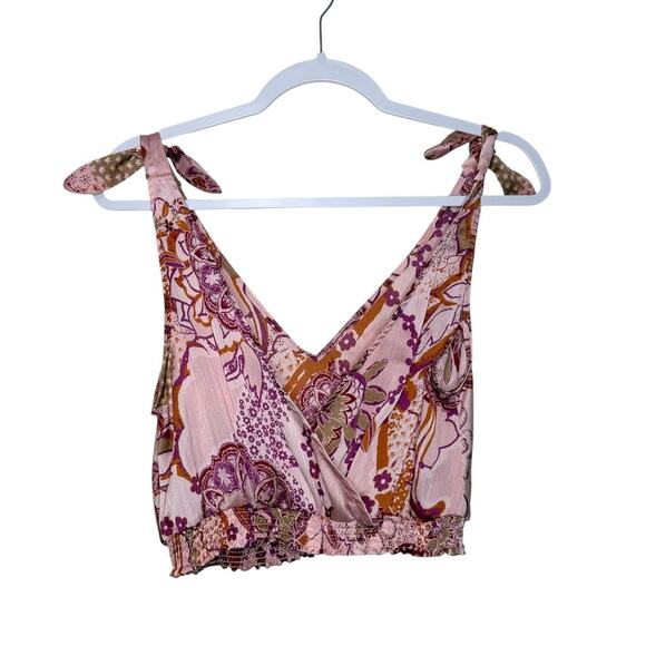 Free People Weekend In Montauk Tank In Blush Women S Boho Floral Lightweight‎ - Picture 2 of 5